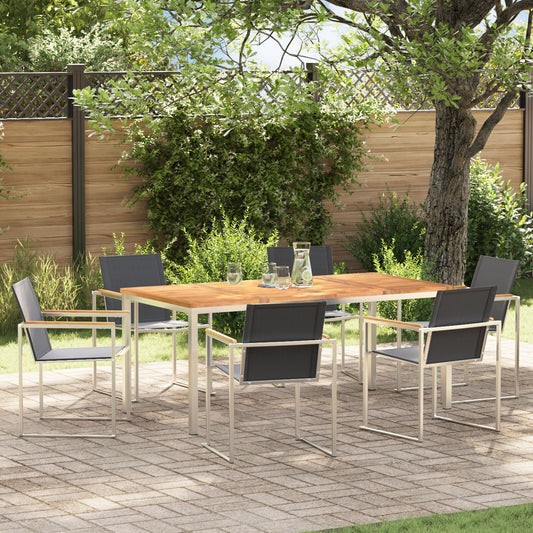 7 Piece Garden Dining Set Solid Wood Teak, vidaXL Outdoor Dining Table 180x90x75 cm Solid Wood Teak