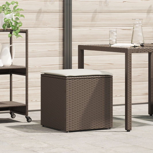 Outdoor Storage Box Brown and Cream Rattan Medium Storage