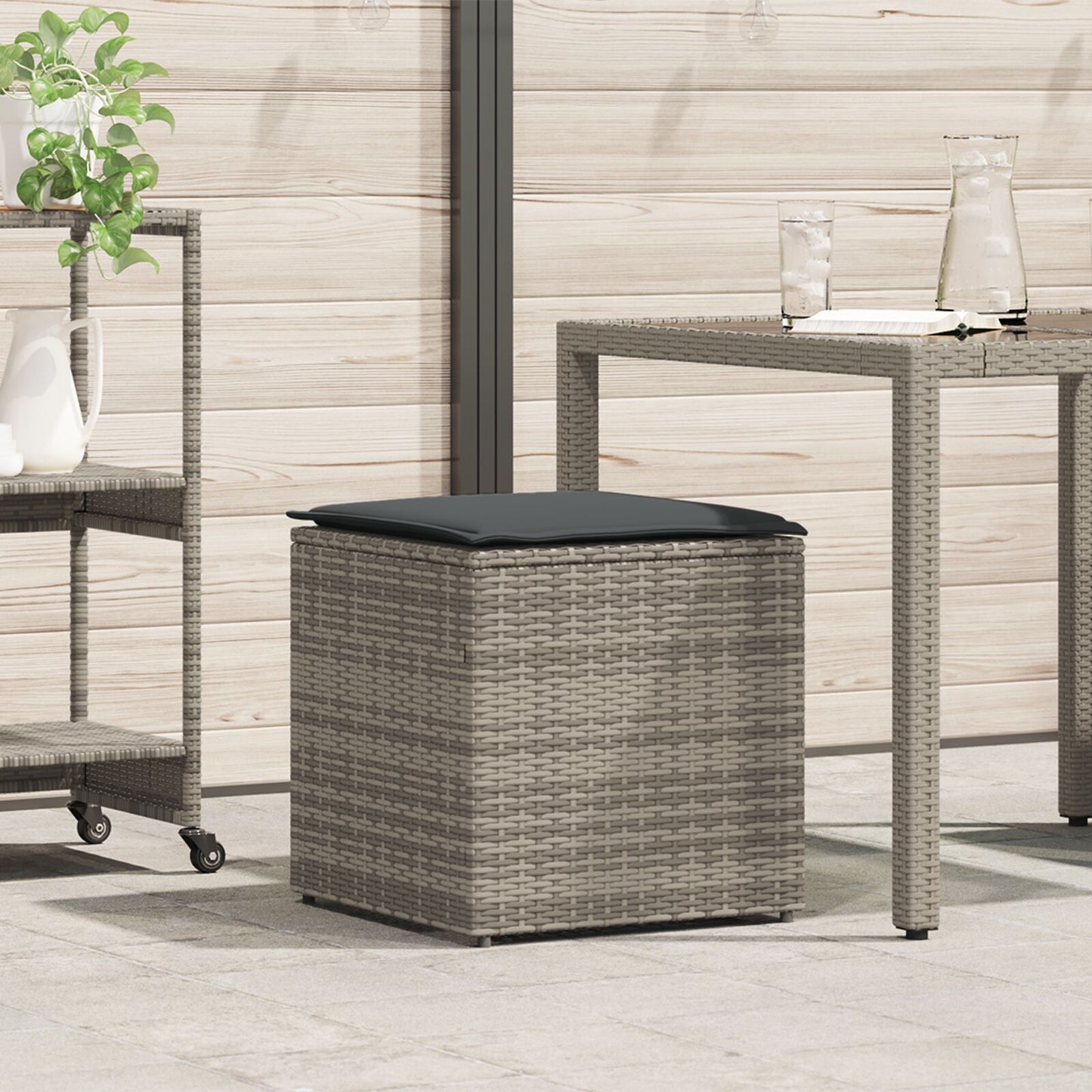 Outdoor Storage Box Grey and Dark Grey Rattan Large Storage