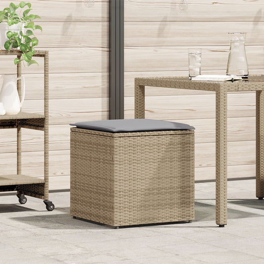 Outdoor Storage Box Beige Synthetic Rattan Medium
