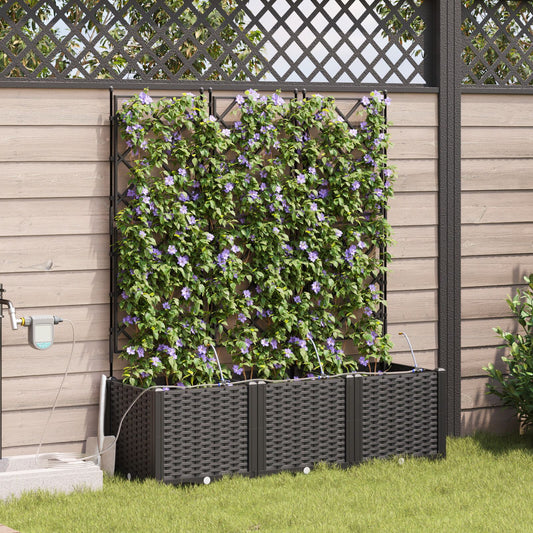 Garden Planters with Water Irrigation System 3 pcs Black