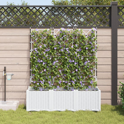 Garden Planters with Water Irrigation System 3 pcs White