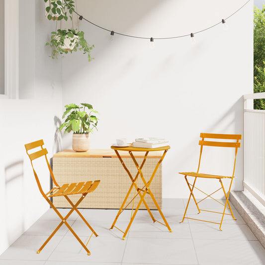 Outdoor Chairs Mustard Metal Compact Foldable Outdoor Chair