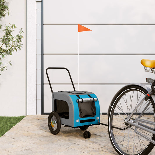 Blue Pet Stroller Blue Polyester, Metal 124 x 53 x 53 cm Foldable