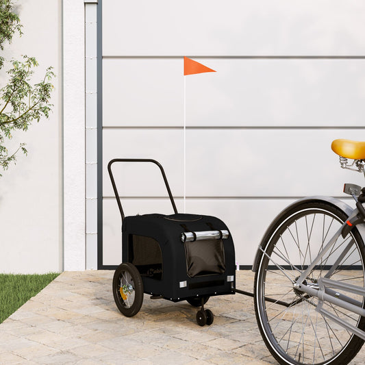 Black Pet Stroller Black Metal, Fabric 124 x 53 x 53 cm